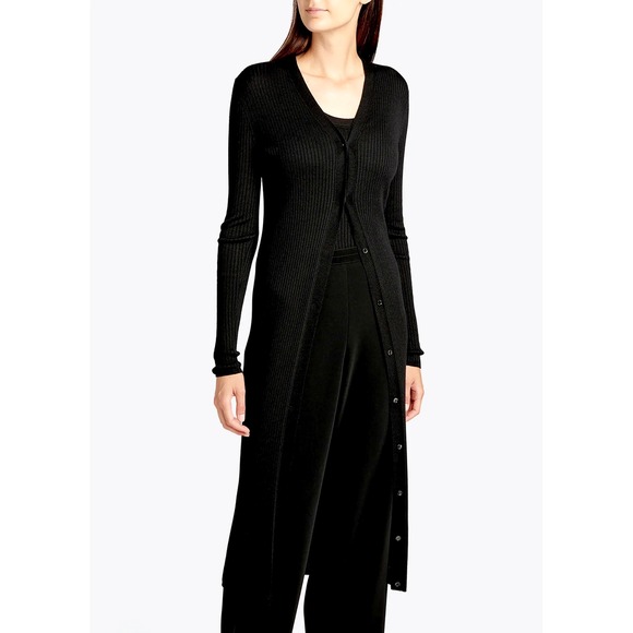 Neiman Marcus Sweaters - Neiman Marcus Cashmere Duster Cardigan Sweater Women XL Black Cable Knit Classic